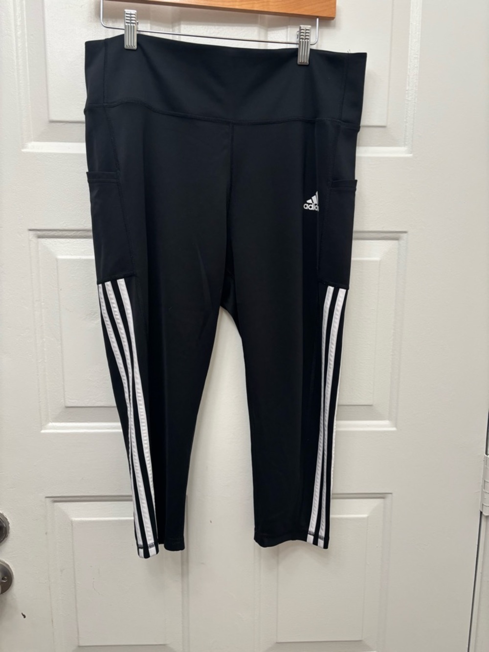 adidas Black Leggings with White Side Stripes
